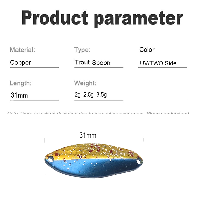 TROUT Spoon 2g 2.3g 3.5g Metal - Fishing Lure Spoon 评论和价格